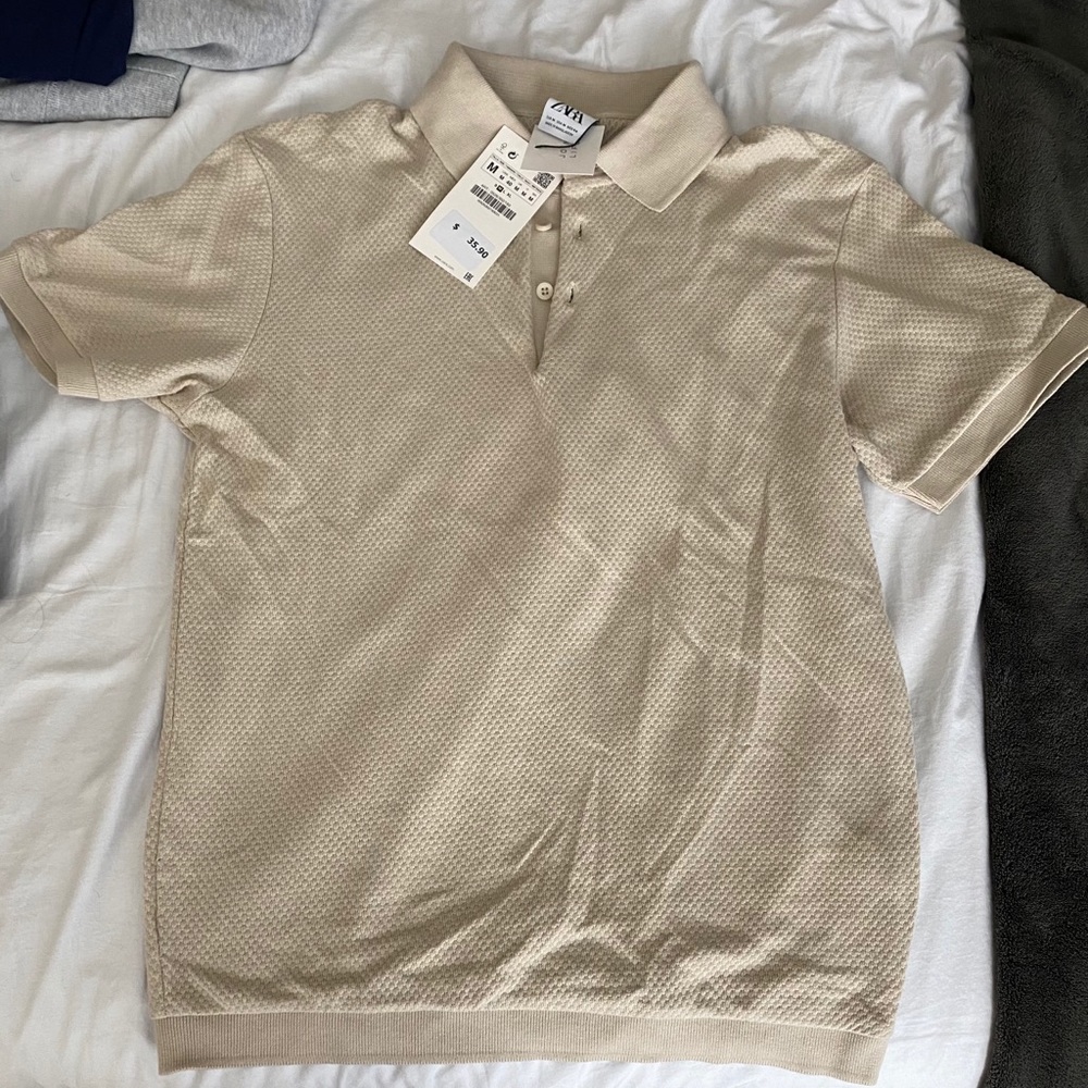 Zara Pique Textured Polo Shirt - Picture 2 of 2